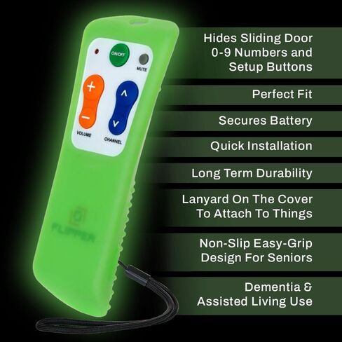 Flipper Big Button TV Remote for Seniors & Green Glow Silicone Cover in Kuwait