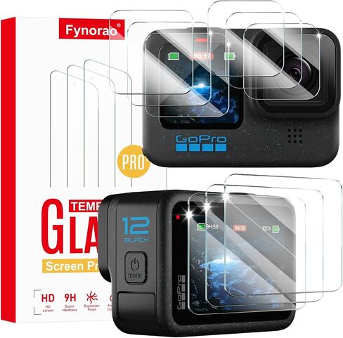 3+3+3-Pack Screen Protector & Lens Protector for Go Pro Hero 12/Hero 11/Hero 10/Hero 9 Camera[Back+Lens+Front], Tempered Glass Film, Impact-Protection, HD, Anti-Shatter, Anti-Scratch, 9H Hardness in Kuwait