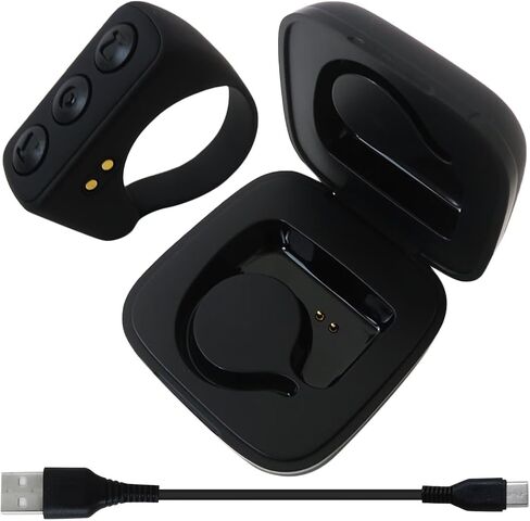 Remote Scrolling Ring Fit for TikTok, Page Turner for Kindle App, Bluetooth Camera Shutter Remote for iPhone for Android for iOS for iPad, with Charging Case (Black) in Kuwait