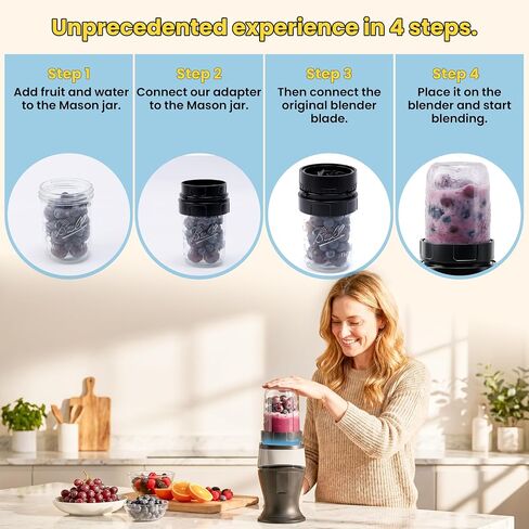 Adapter for 700W Ninja Fit Blender & Ball Wide-Mouth Mason Jars - Blend, Store & Go in Same Jar, Blender Accessory for QB3001SS - Easy to Clean, Dishwasher Safe (Blender & Jar Not included) in Saudi Arabia