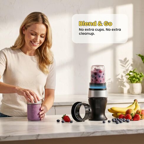Adapter for 700W Ninja Fit Blender & Ball Wide-Mouth Mason Jars - Blend, Store & Go in Same Jar, Blender Accessory for QB3001SS - Easy to Clean, Dishwasher Safe (Blender & Jar Not included) in Saudi Arabia