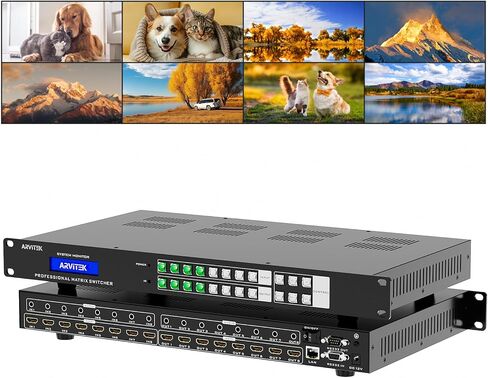 4K HDMI Matrix Switch 4x4 w/Web,UltraHD 4K@60Hz 4:4:4, 4 in 4 Out HDMI Matrix Splitter/Switcher w/3.5mm Audio, Support EDID, HDMI 2.0, HDCP 2.2, Multiple Control Way, Fit 1U 19" Server Rack in Kuwait
