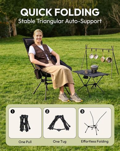 MOBI GARDEN 400Lb High Back Camping Chair, Portable Chair for Adults in Kuwait