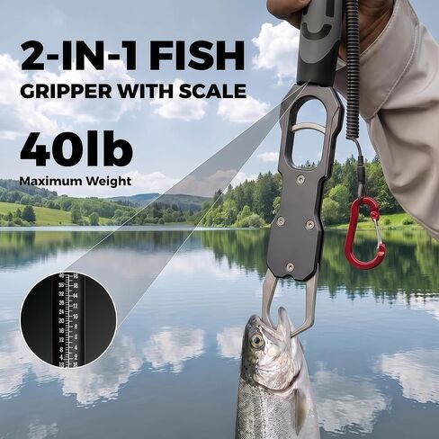 Fish Lip Gripper with Scale，40LB Fish Gripper with 360° Swivel Handle in Kuwait