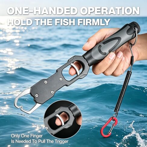 Fish Lip Gripper with Scale，40LB Fish Gripper with 360° Swivel Handle in Kuwait