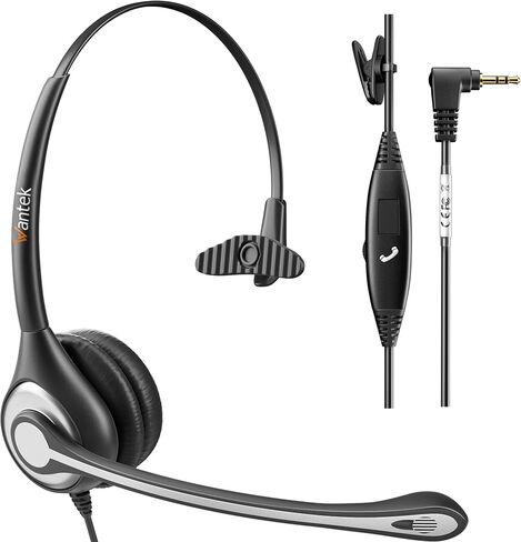 Phone Headset with Microphone Noise Cancelling & Volume Controls, 2.5mm Telephone Headset Compatible with Polycom Panasonic AT&T Vtech Uniden Office Cordless Phones, Clear Chat, Ultra Comfort,Binaural in Kuwait