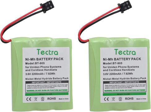 Tectra 2-Pack BT-905 Cordless Phone Battery for Uniden BT905 BT-800 BT-1006 BBTY-0444001 BBTY-0449001 Panasonic P-P501 P-P508 AT&T 200 24032 Cordless Telephones in Kuwait
