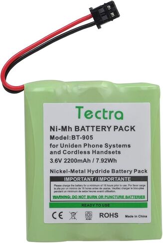 Tectra 2-Pack BT-905 Cordless Phone Battery for Uniden BT905 BT-800 BT-1006 BBTY-0444001 BBTY-0449001 Panasonic P-P501 P-P508 AT&T 200 24032 Cordless Telephones in Kuwait