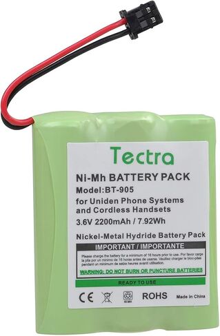 Tectra 2-Pack BT-905 Cordless Phone Battery for Uniden BT905 BT-800 BT-1006 BBTY-0444001 BBTY-0449001 Panasonic P-P501 P-P508 AT&T 200 24032 Cordless Telephones in Kuwait