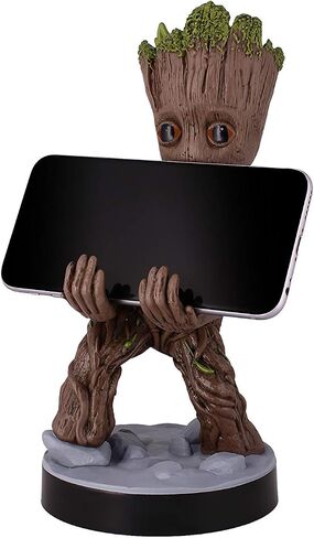 Exquisite Gaming: Guardians of The Galaxy: Toddler Groot - Original Mobile Phone & Gaming Controller Holder, Device Stand, Cable Guys, Marvel Licensed Figure, Black in Kuwait