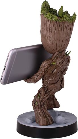 Exquisite Gaming: Guardians of The Galaxy: Toddler Groot - Original Mobile Phone & Gaming Controller Holder, Device Stand, Cable Guys, Marvel Licensed Figure, Black in Kuwait