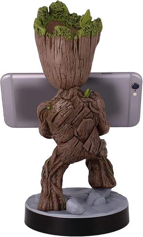 Exquisite Gaming: Guardians of The Galaxy: Toddler Groot - Original Mobile Phone & Gaming Controller Holder, Device Stand, Cable Guys, Marvel Licensed Figure, Black in Kuwait