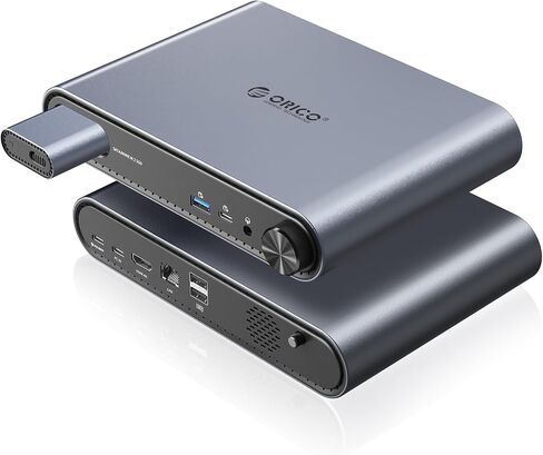 ORICO 10 in 1 USB-C Docking Station with M.2 NVMe/SATA SSD Enclosure, 10Gbps USB 3.2, 480Mbps USB 2.0, HDMI 4K@60Hz, 100W PD, RJ45 Ethernet, 3.5mm Audio with Volume Knob, for MacBook Pro/Air (PTM1) in Kuwait