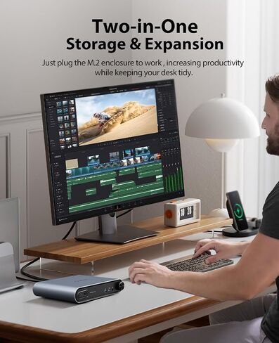 ORICO 10 in 1 USB-C Docking Station with M.2 NVMe/SATA SSD Enclosure, 10Gbps USB 3.2, 480Mbps USB 2.0, HDMI 4K@60Hz, 100W PD, RJ45 Ethernet, 3.5mm Audio with Volume Knob, for MacBook Pro/Air (PTM1) in Kuwait
