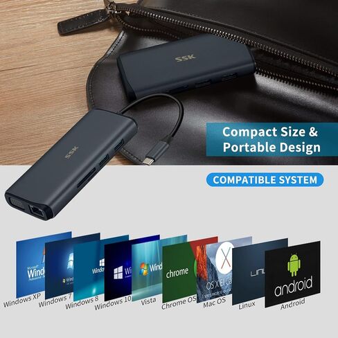 SSK 11 in 1 USB C Docking Station Type C Triple Display Multiport Adapter in Kuwait