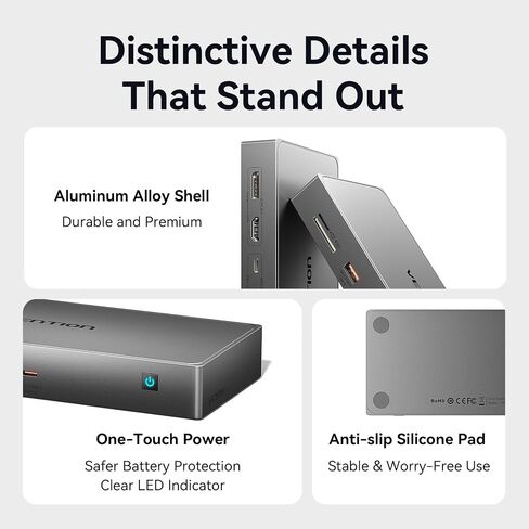 VENTION 11-in-1 DisplayLink Docking Station 3 Monitors with USB 3.2 A/C for MacBook/Dell/HP,USB C Laptop Docking Station Dual Monitor,4K@60Hz HDMI,DP,PD 100W, RJ45,SD/TF with USB-C Cable in Kuwait