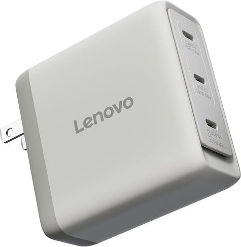 Lenovo Multi Port USB C 100W GaN Charger – Compact Fast Charging Wall Charger with 3 USB C Ports, Foldable Plug, Detachable 1.8m Cable, for Laptops, Tablets & Phones, Model CC100, Seashell in Kuwait