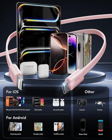 4-in-1 Retractable USB C Wall Charger,40W Fast Charging for Multi-Device in Kuwait