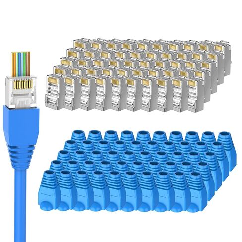 Brileine 50-Pack Cat 6 Shielded Pass Through RJ45 Connectors in Kuwait
