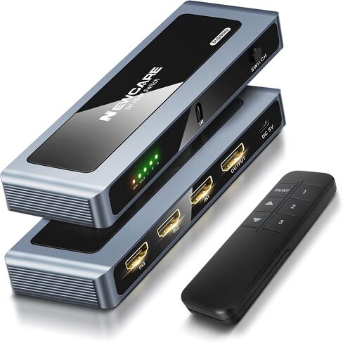 NEWCARE HDMI 2.1 Switch 3 in 1 Out 4K@120Hz, Aluminum 3 Ports HDMI Switcher Splitter with Remote, Supports 8K@60Hz 48Gbps HDR10+ 3D Dolby VRR HDCP 2.3 for TV PS5 Xbox Laptop Projector in Kuwait