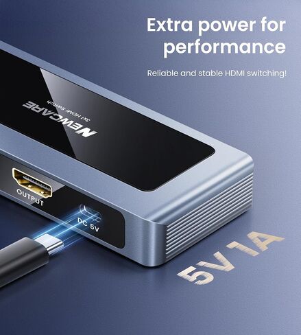 NEWCARE HDMI 2.1 Switch 3 in 1 Out 4K@120Hz, Aluminum 3 Ports HDMI Switcher Splitter with Remote, Supports 8K@60Hz 48Gbps HDR10+ 3D Dolby VRR HDCP 2.3 for TV PS5 Xbox Laptop Projector in Kuwait