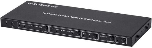 Monoprice Blackbird 4K HDMI Matrix 4x2 HDR 18G 4K@60Hz YCbCr 4:4:4 EDID Coaxial Audio Powered Switch Control Remote (139667) in Kuwait