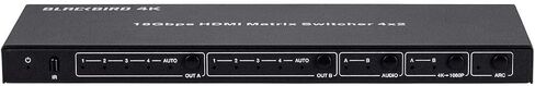 Monoprice Blackbird 4K HDMI Matrix 4x2 HDR 18G 4K@60Hz YCbCr 4:4:4 EDID Coaxial Audio Powered Switch Control Remote (139667) in Kuwait