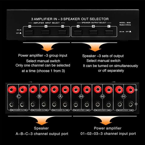 3 in 3 Out 300W Per Channel Speaker Amplifier Switcher in Kuwait