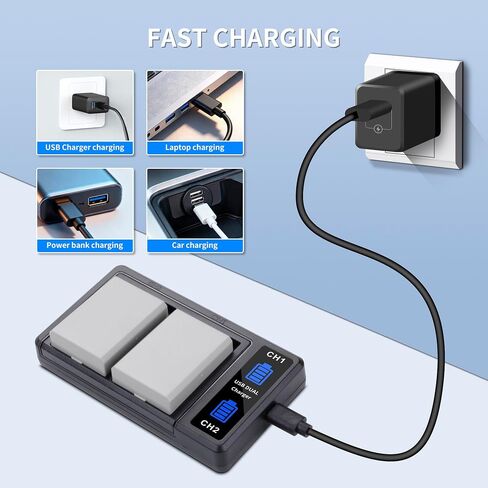 LP-E5 Batteries (2 Pack, 1900mAh) and Dual USB Charger Compatible with Canon EOS Rebel XS, Rebel T1i, Rebel XSi, 1000D, 500D, 450D, Kiss X3, Kiss X2, Kiss F in Kuwait