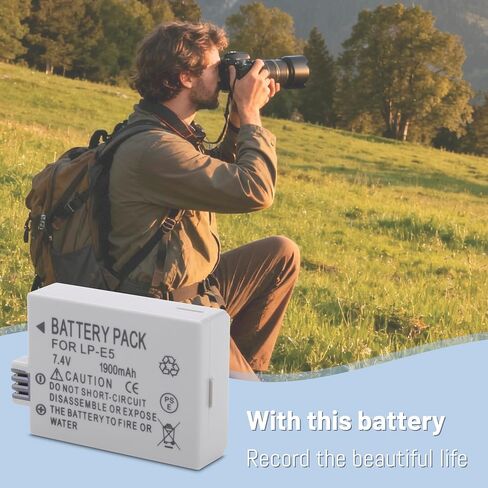 LP-E5 Batteries (2 Pack, 1900mAh) and Dual USB Charger Compatible with Canon EOS Rebel XS, Rebel T1i, Rebel XSi, 1000D, 500D, 450D, Kiss X3, Kiss X2, Kiss F in Kuwait