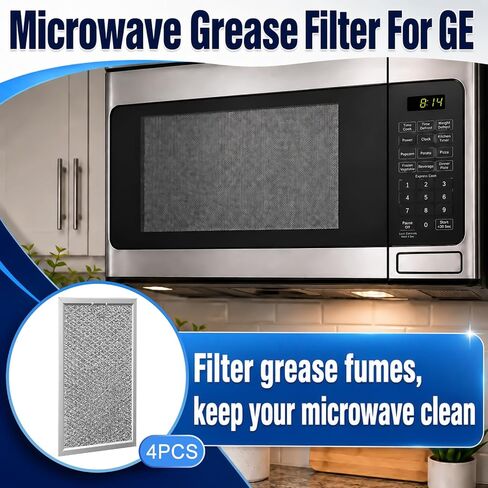 4Pcs Microwave Grease Filter for GE JVM3160RF1SS JVM3160RF2SS JVM3160RF3SS JVM3160RF4SS JVM3160RF5SS JVM3160RF6SS, Aluminum Mesh Material in Kuwait