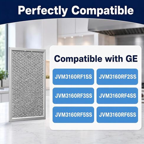 4Pcs Microwave Grease Filter for GE JVM3160RF1SS JVM3160RF2SS JVM3160RF3SS JVM3160RF4SS JVM3160RF5SS JVM3160RF6SS, Aluminum Mesh Material in Kuwait