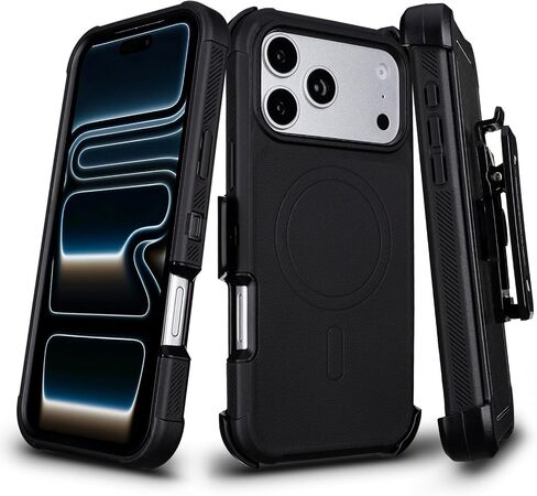 Magnetic for iPhone 17 Pro Max Case with Belt Clip Holster, Black in Kuwait