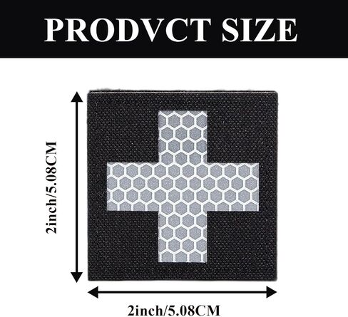 3 PCS Reflective Medical Cross Morale Patches, Medical Tactical First Aid for Packs Military Bags Backpacks, Black First Aid Kit Patches, IFAK Medic Patches (2 X 2 Inch) in Saudi Arabia