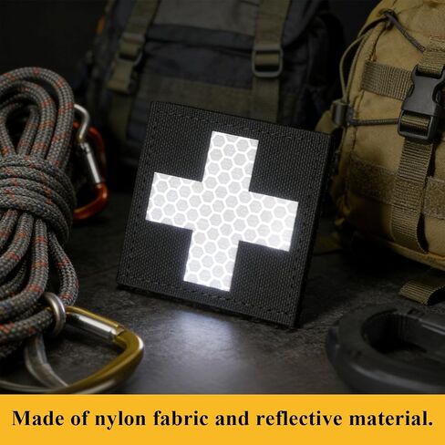 3 PCS Reflective Medical Cross Morale Patches, Medical Tactical First Aid for Packs Military Bags Backpacks, Black First Aid Kit Patches, IFAK Medic Patches (2 X 2 Inch) in Saudi Arabia