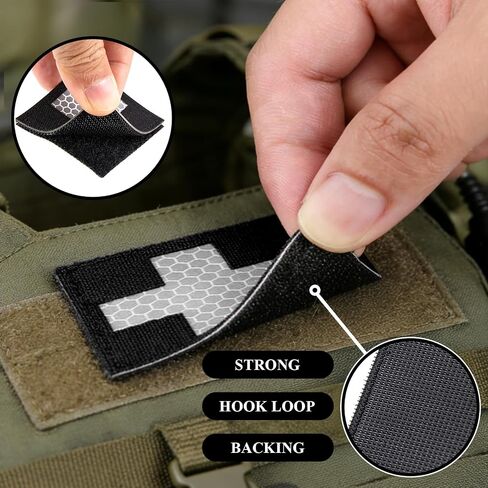 3 PCS Reflective Medical Cross Morale Patches, Medical Tactical First Aid for Packs Military Bags Backpacks, Black First Aid Kit Patches, IFAK Medic Patches (2 X 2 Inch) in Saudi Arabia