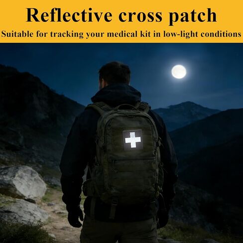 3 PCS Reflective Medical Cross Morale Patches, Medical Tactical First Aid for Packs Military Bags Backpacks, Black First Aid Kit Patches, IFAK Medic Patches (2 X 2 Inch) in Saudi Arabia