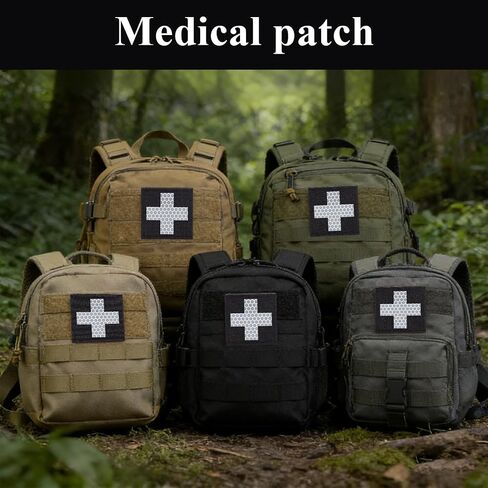 3 PCS Reflective Medical Cross Morale Patches, Medical Tactical First Aid for Packs Military Bags Backpacks, Black First Aid Kit Patches, IFAK Medic Patches (2 X 2 Inch) in Saudi Arabia
