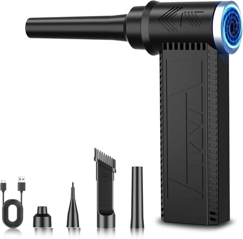 Meudeen Cordless Electric Air Duster: 120,000 RPM High-Speed 4-Speed Adjustable Blower, Rechargeable Battery-Powered Dust Cleaner for PC Keyboards, Electronics, Cars & Outdoor Use (Black) in Saudi Arabia