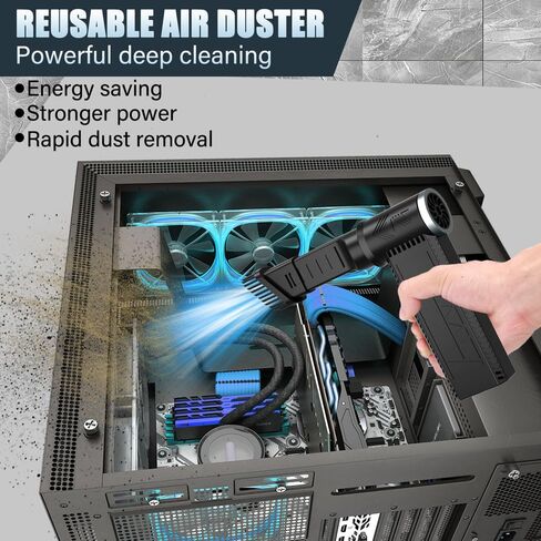 Meudeen Cordless Electric Air Duster: 120,000 RPM High-Speed 4-Speed Adjustable Blower, Rechargeable Battery-Powered Dust Cleaner for PC Keyboards, Electronics, Cars & Outdoor Use (Black) in Saudi Arabia