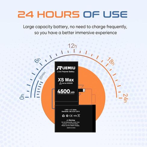 Battery for iPhone Xs Max, Upgraded 4500mAh Durable High-Capacity Replacement with Repair Tool Kit, Compatible with A1921 A2101 A2102 A2104 in Kuwait