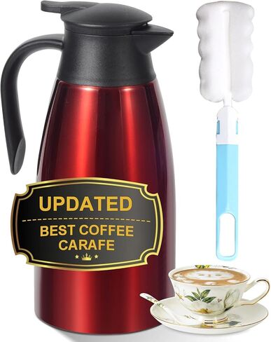 70oz Thermal Coffee Carafe for keeping hot,Updated Carafes for hot liquid, Stainless Steel Insulated Thermal Pot for Coffee, Hot Water,Keep Hot 12 Hours (Black 2.1 L) in Kuwait