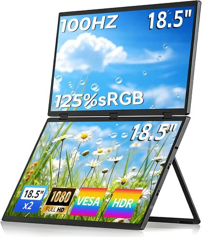 18.5" Portable Dual Monitor, CNC Metal Frame,Portable Dual Monitor for Laptop,It’s the Perfect Solution to Meet Your Needs for Work, Stock Trading, Entertainment, Gaming, and More. in Kuwait
