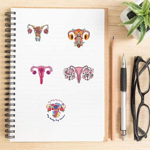 50Pcs Uterus Bouquet Waterproof Vinyl Stickers for Laptop Scrapbook Software Decals Call on Girls and Women to Protect Their Bodies(Uterus), Chroma in Kuwait