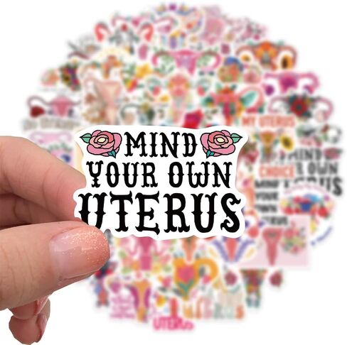 50Pcs Uterus Bouquet Waterproof Vinyl Stickers for Laptop Scrapbook Software Decals Call on Girls and Women to Protect Their Bodies(Uterus), Chroma in Kuwait