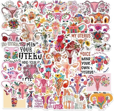 50Pcs Uterus Bouquet Waterproof Vinyl Stickers for Laptop Scrapbook Software Decals Call on Girls and Women to Protect Their Bodies(Uterus), Chroma in Kuwait