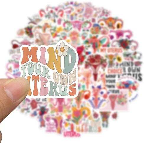 50Pcs Uterus Bouquet Waterproof Vinyl Stickers for Laptop Scrapbook Software Decals Call on Girls and Women to Protect Their Bodies(Uterus), Chroma in Kuwait