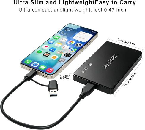 500GB External Hard Drive,Compact Portable Hard,USB 3.0/USB C in Kuwait