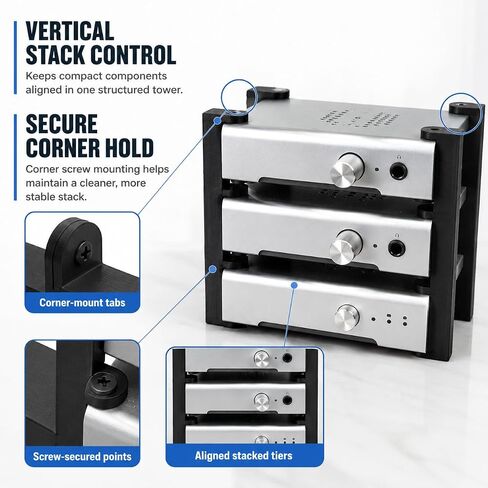 SplashNColor Stack Tower Mount Compatible with Schiit Minis Vali 2 Magni 3 Modi Multibit Loki Modi – Vertical Audio Gear Organizer | Corner Screw Bracket | Space Saving Hi Fi Rack in Saudi Arabia
