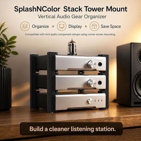 SplashNColor Stack Tower Mount Compatible with Schiit Minis Vali 2 Magni 3 Modi Multibit Loki Modi – Vertical Audio Gear Organizer | Corner Screw Bracket | Space Saving Hi Fi Rack in Saudi Arabia